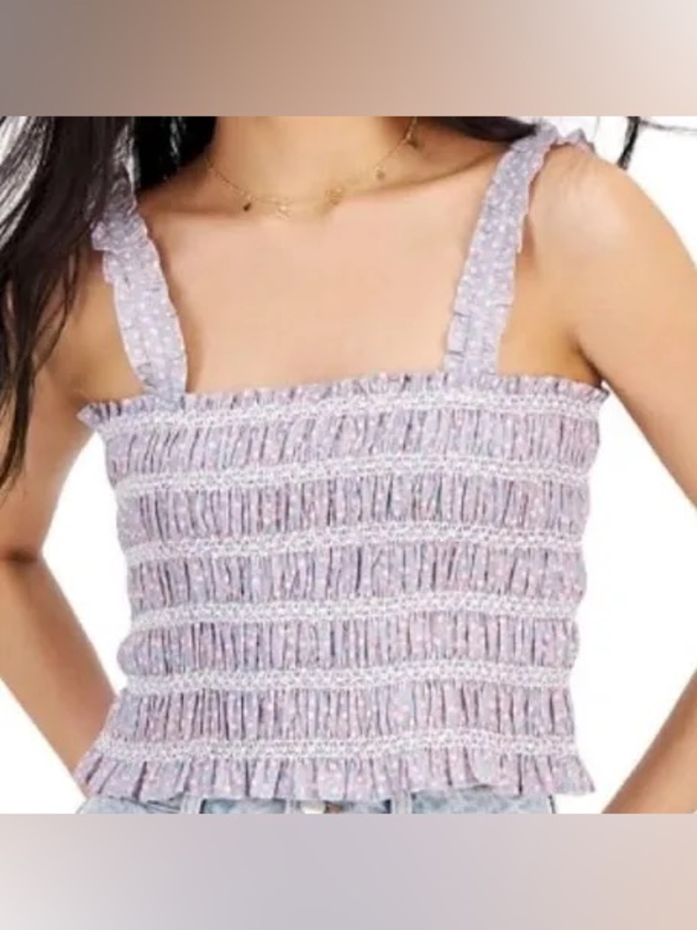 FRENCH CONNECTION AZRA SMOCKED COTTON TANK